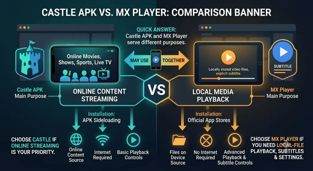 Castle APK vs MX Player